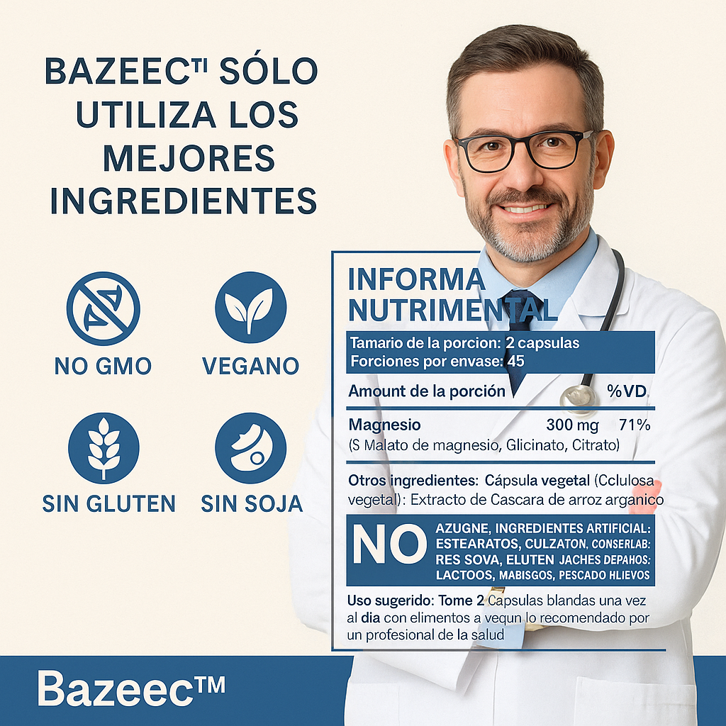 Bazeec® Nuevo magnesio triple complejo: Elimina cualquier problema de salud