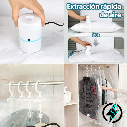 COMBO X 5 BOLSAS AL VACÍO RE-UTILIZABLES + BOMBA DE AIRE